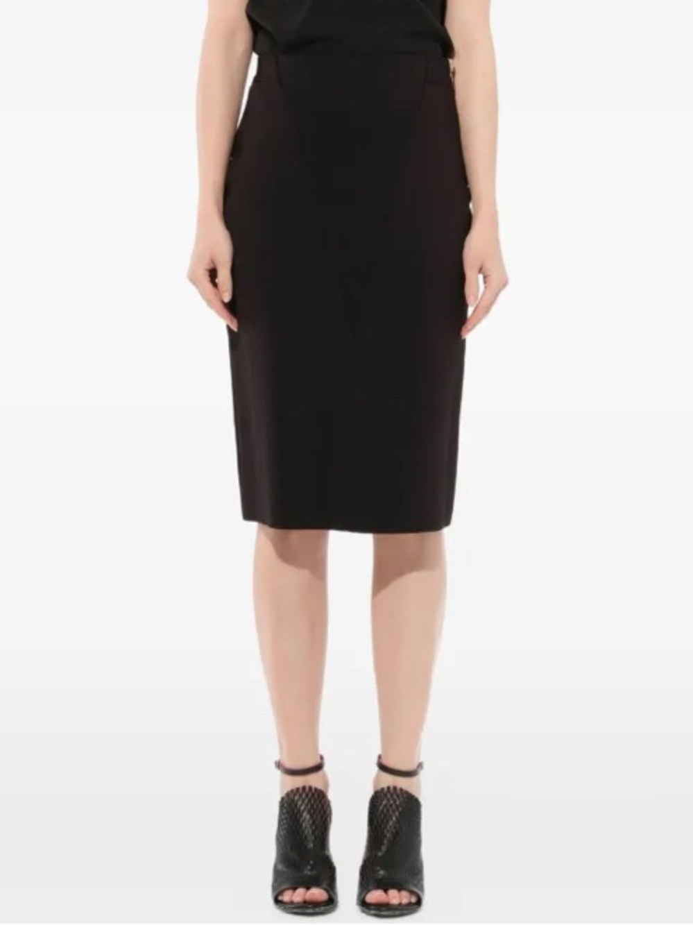 Gorgeous Givenchy Black Tailored Mid Pencil Skirt With Red Zipper Size Small